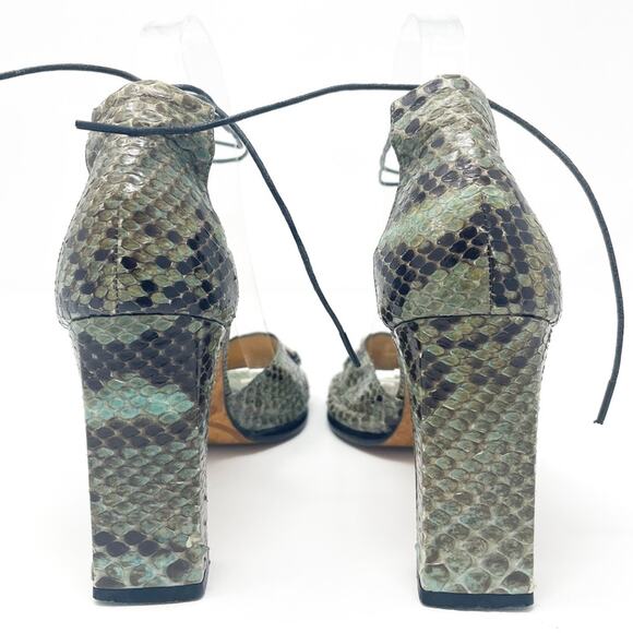 Vintage 90’s Gucci Tom Ford SS Python Horsebit Lace Up Block Heels 7 - Picture 6 of 8